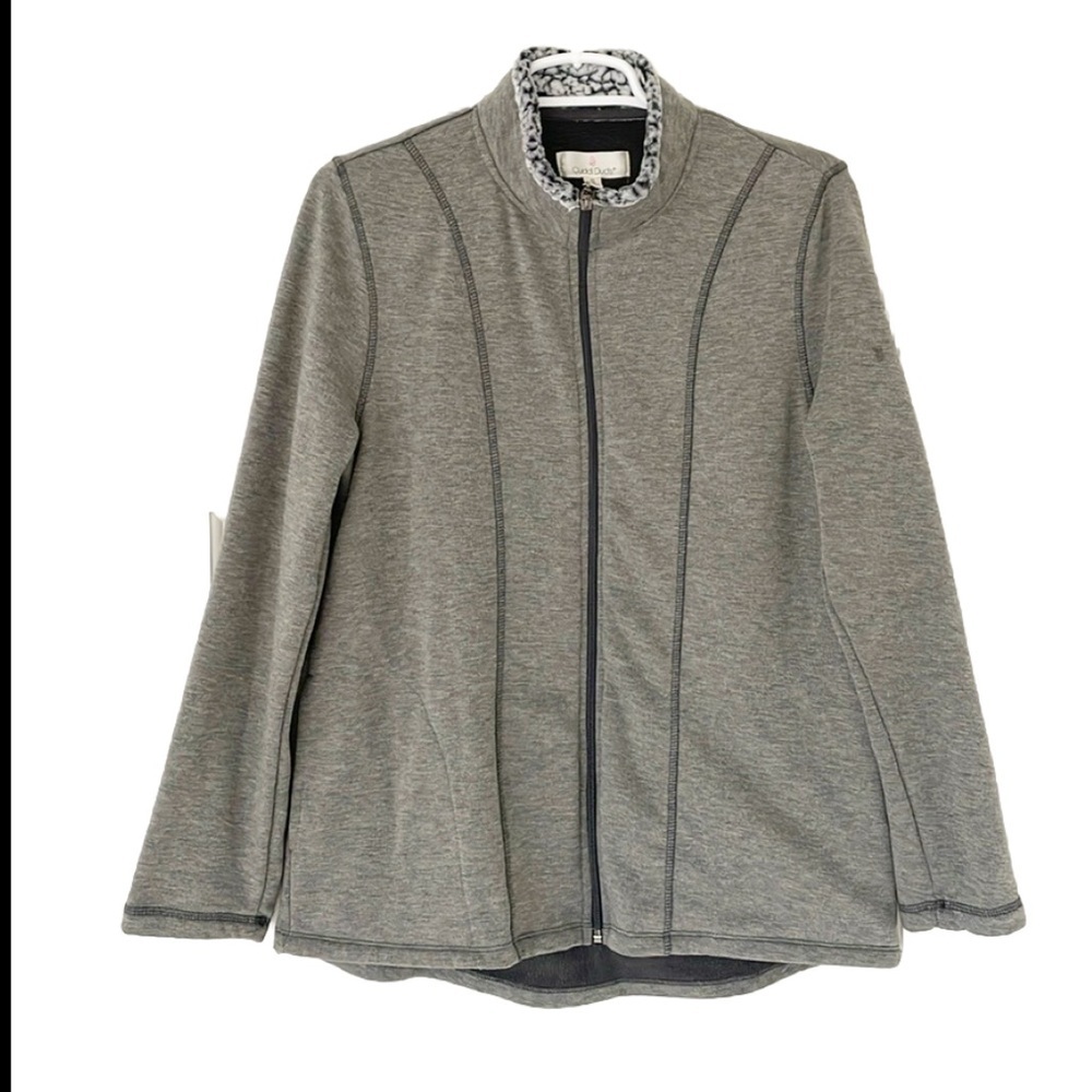 CUDDL DUDS zip up knit jacket size S grey pockets - Picture 1 of 7